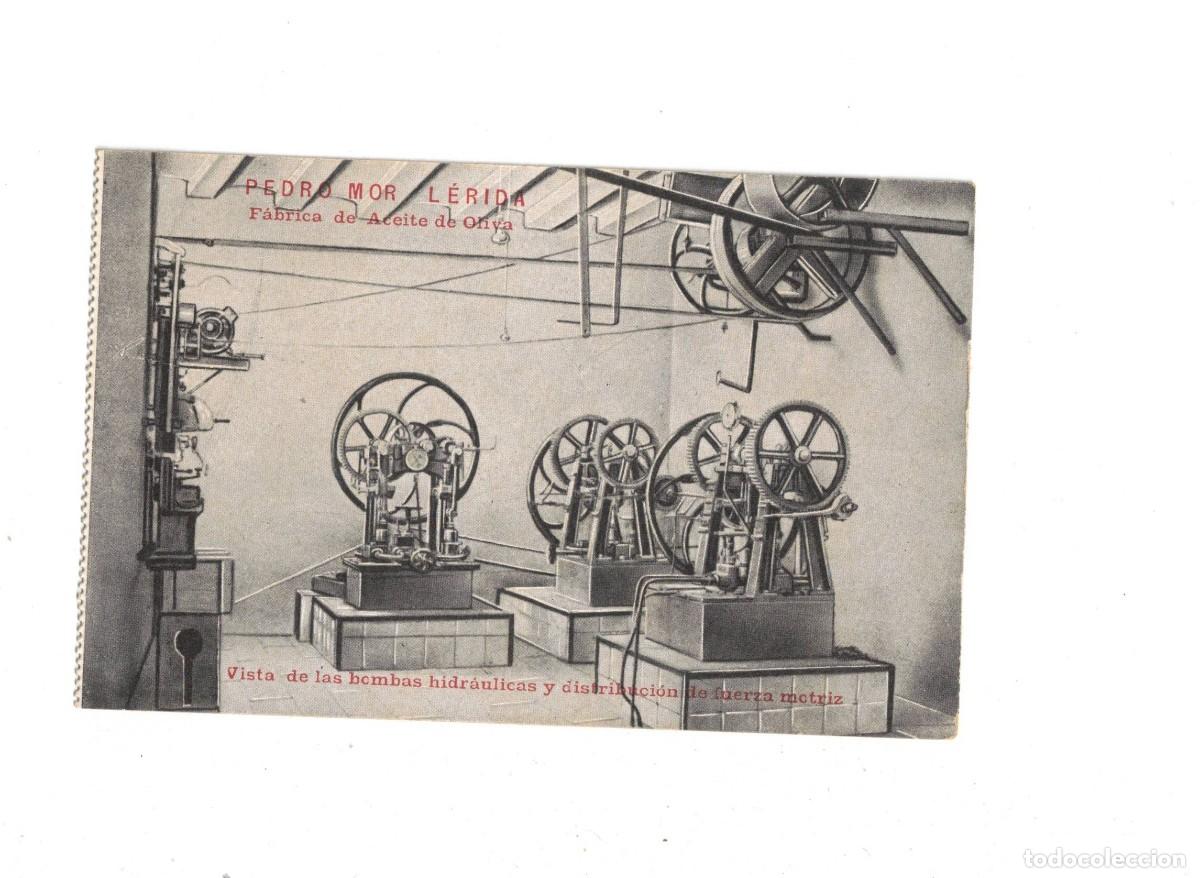 Postales: LERIDA. PEDRO MOR. F&Aacute;BRICA DE ACEITE. BOMBAS HIDRAULICAS