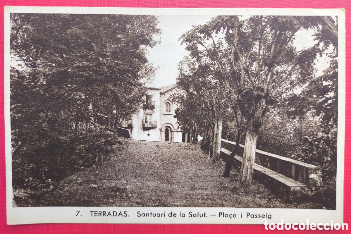 Postales: TERRADES SANTUARI DE LA SALUT PLA&Ccedil;A I PASSEIG POSTAL GIRONA C. 1950