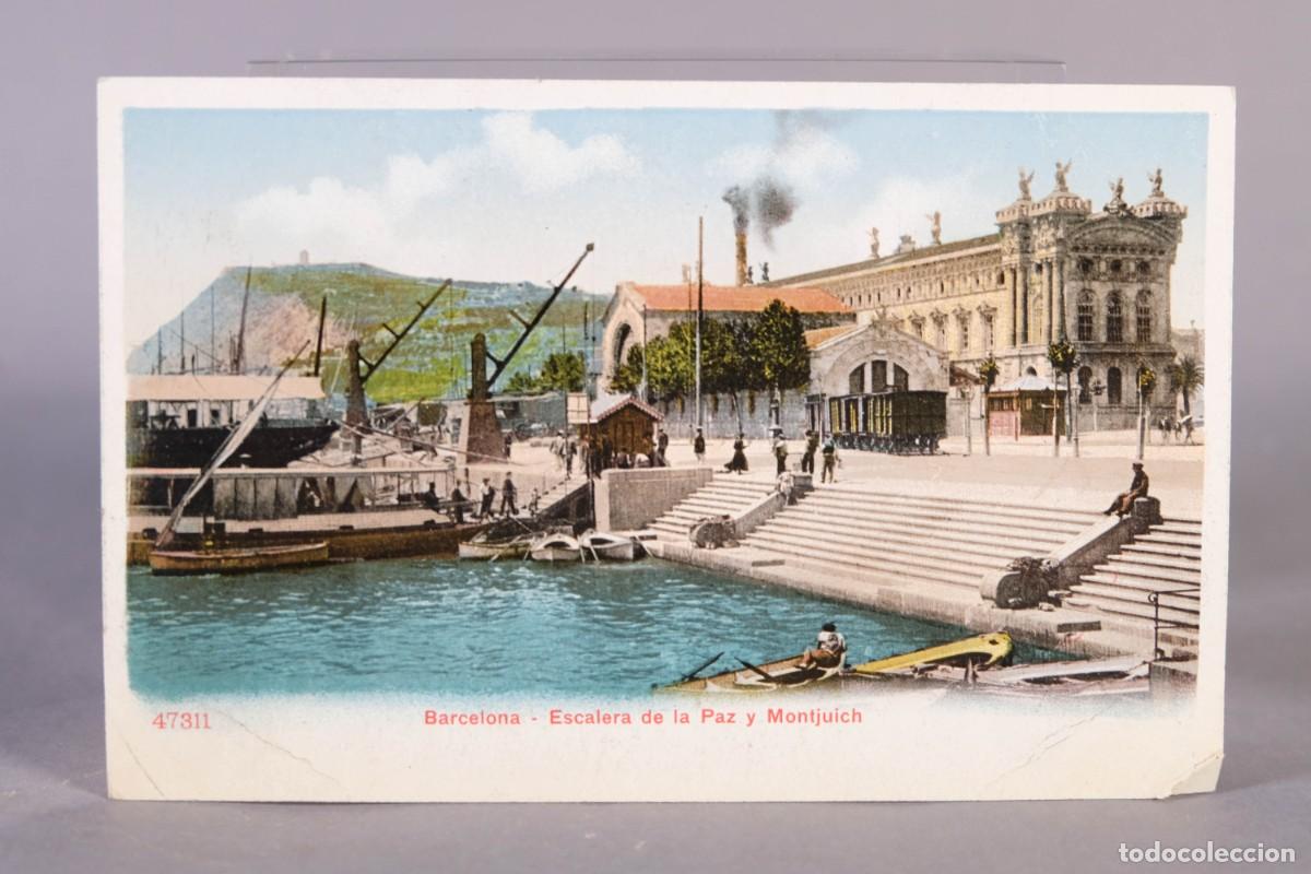 Postales: TARGETA POSTAL - BARCELONA ESCALERA DE LA PAZ Y MONTJUICH