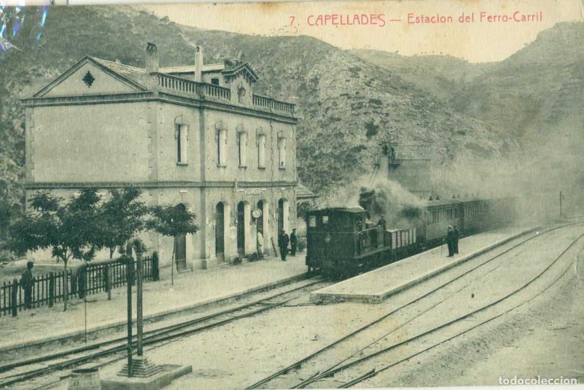 Postales: BARCELONA. CAPELLADES. ESTACION FERROCARRIL. CIRCULADA EN 1913