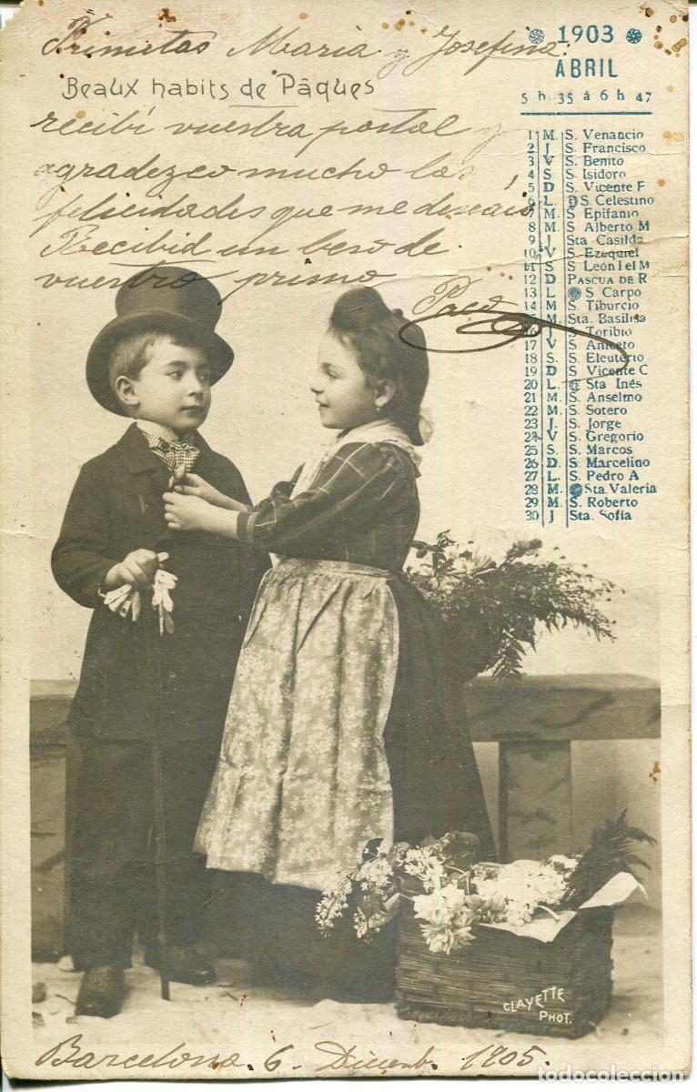 Cartoline: CALENDARIO ABRIL 1903- LB BARTRINA -SIN DIVIDIR-