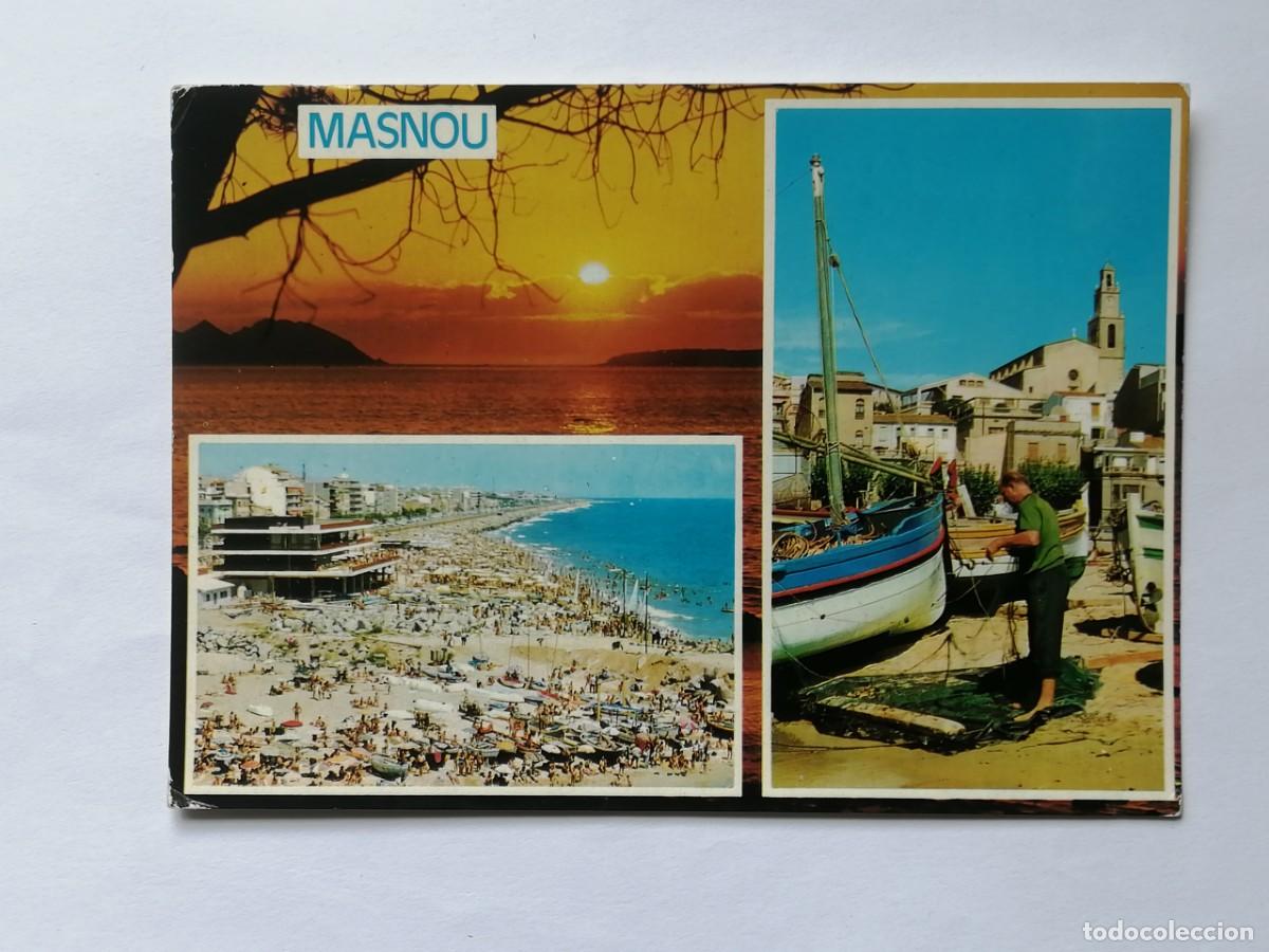 Postales: POSTAL 18474 MAT.BADALONA 1990-PAGSA PERLA 1749 MASNOU BARCELONA MULTIVISTAS PLAYA PESCADOR