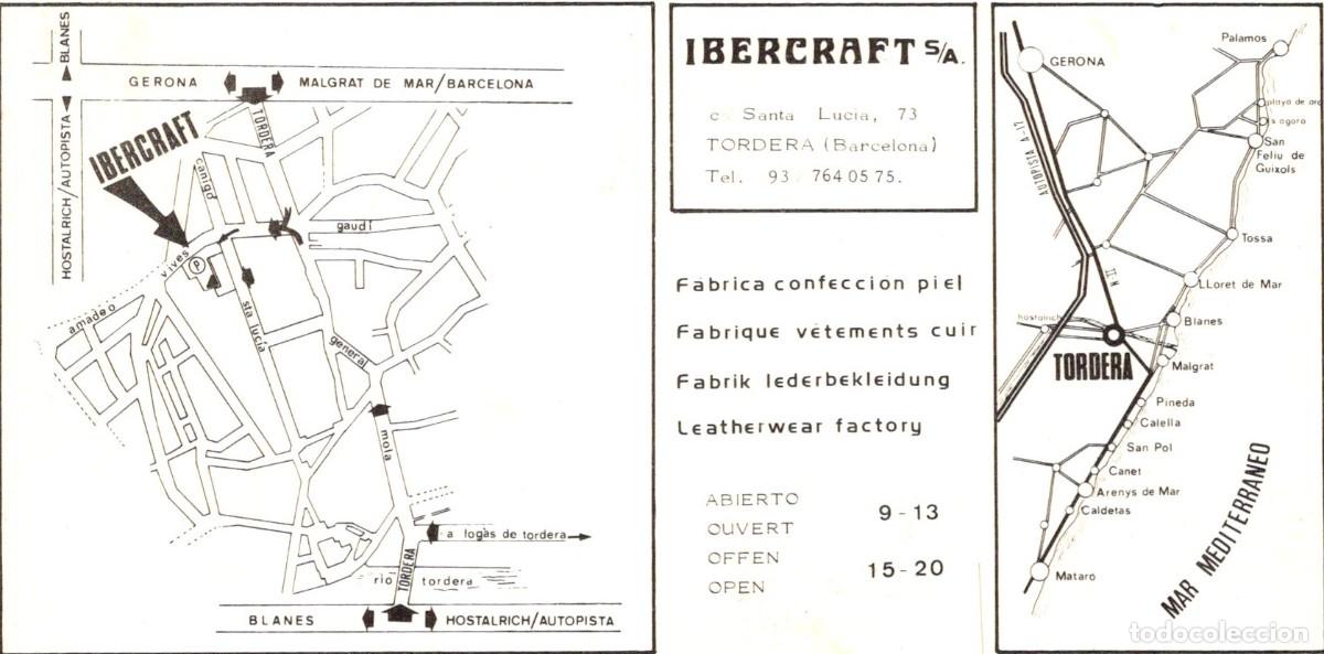 Postales: Tordera (Barcelona) - Ibercraft - F&aacute;brica Confecci&oacute;n Piel - 148x104mm - Reverso: Plano de Situaci&oacute;n