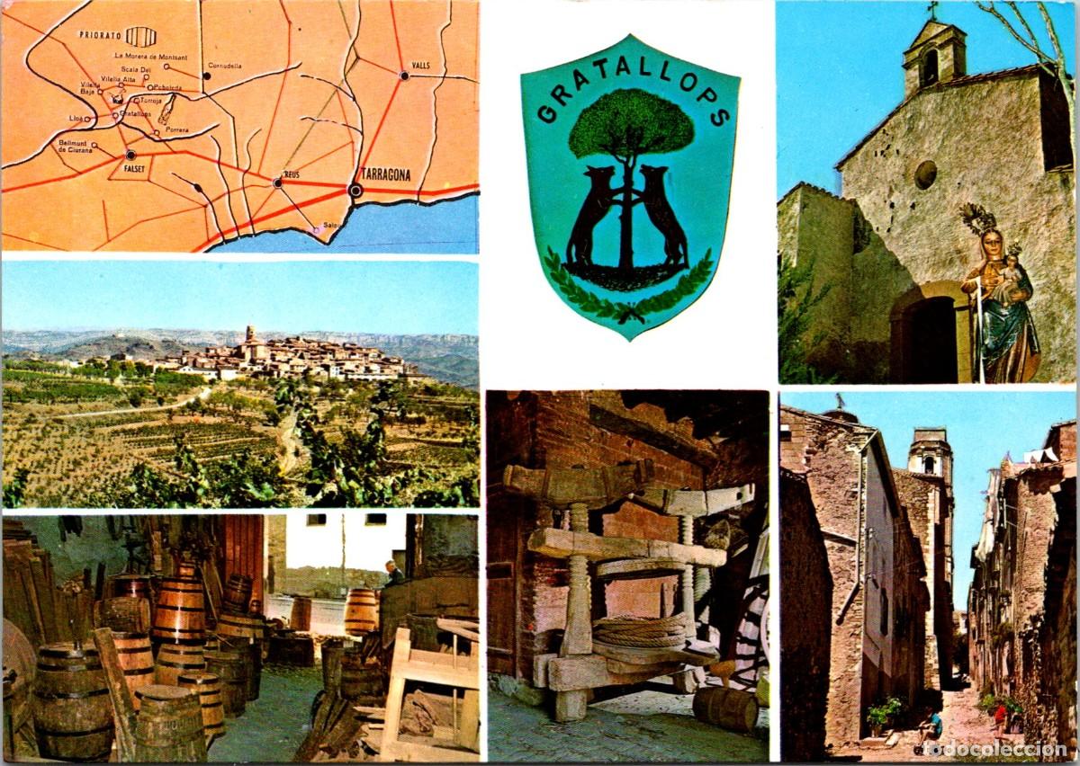 Postales: Gratallops (Tarragona) - Situaci&oacute;n y conjuntos parciales - Verge de la Consolaci&oacute; - Tonelero -Prensa