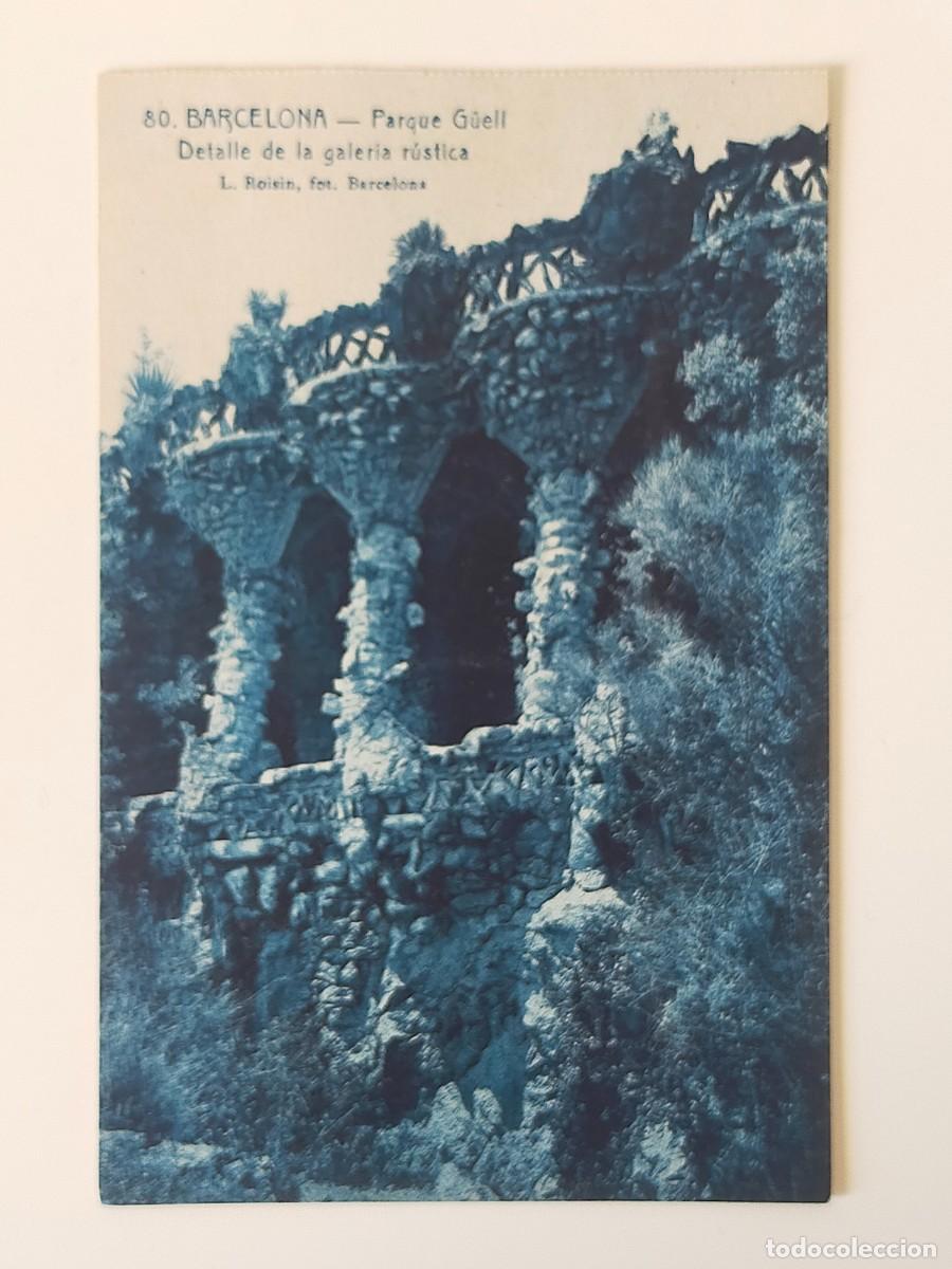 Postales: Tarjeta Postal BARCELONA: Parque Guell, Galeria R&uacute;stica - Fot. L. Roisin - Sin Circular.