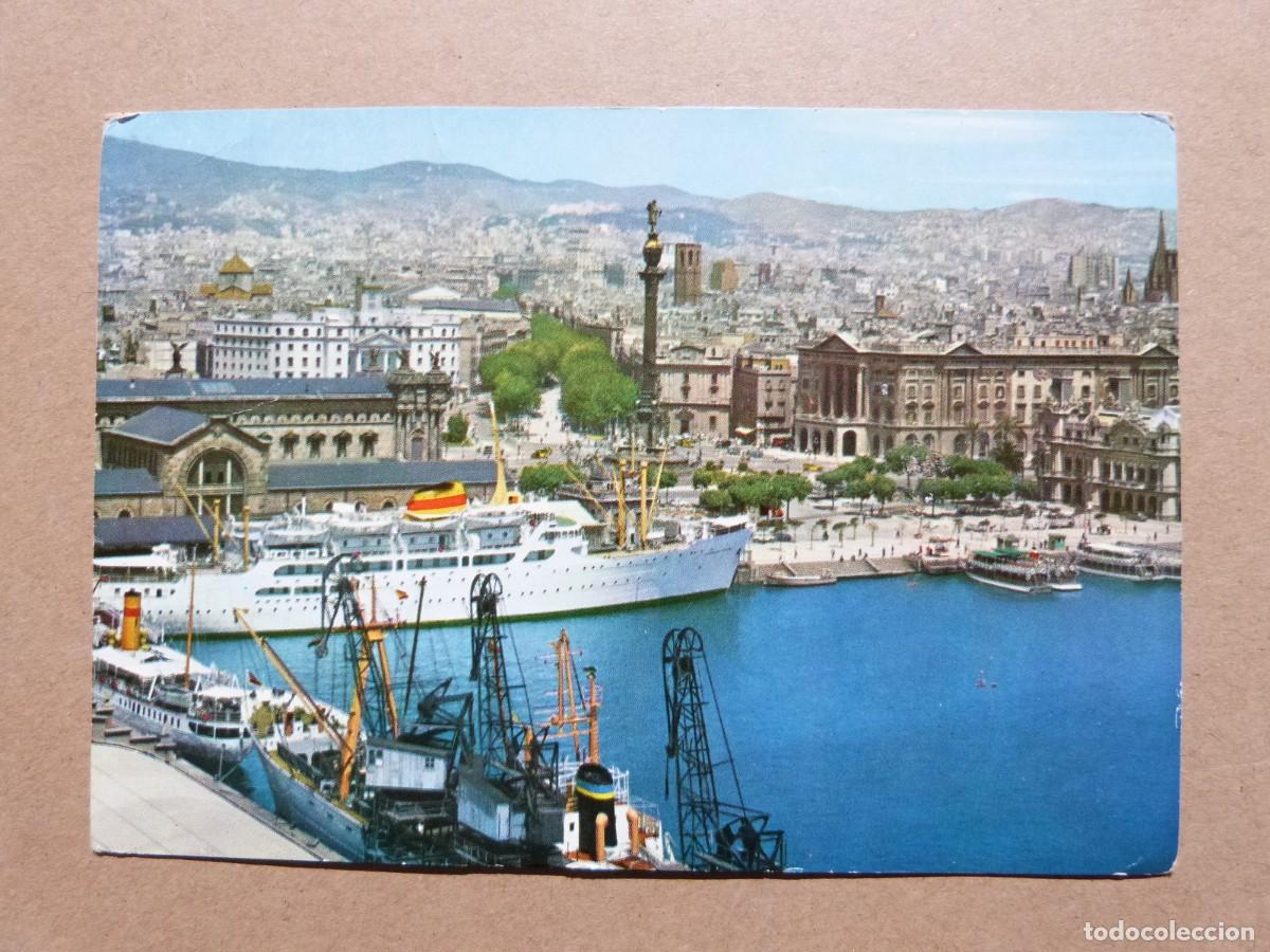 Postales: Postal de Barcelona - Vista parcial desde el mar - A&ntilde;os 60
