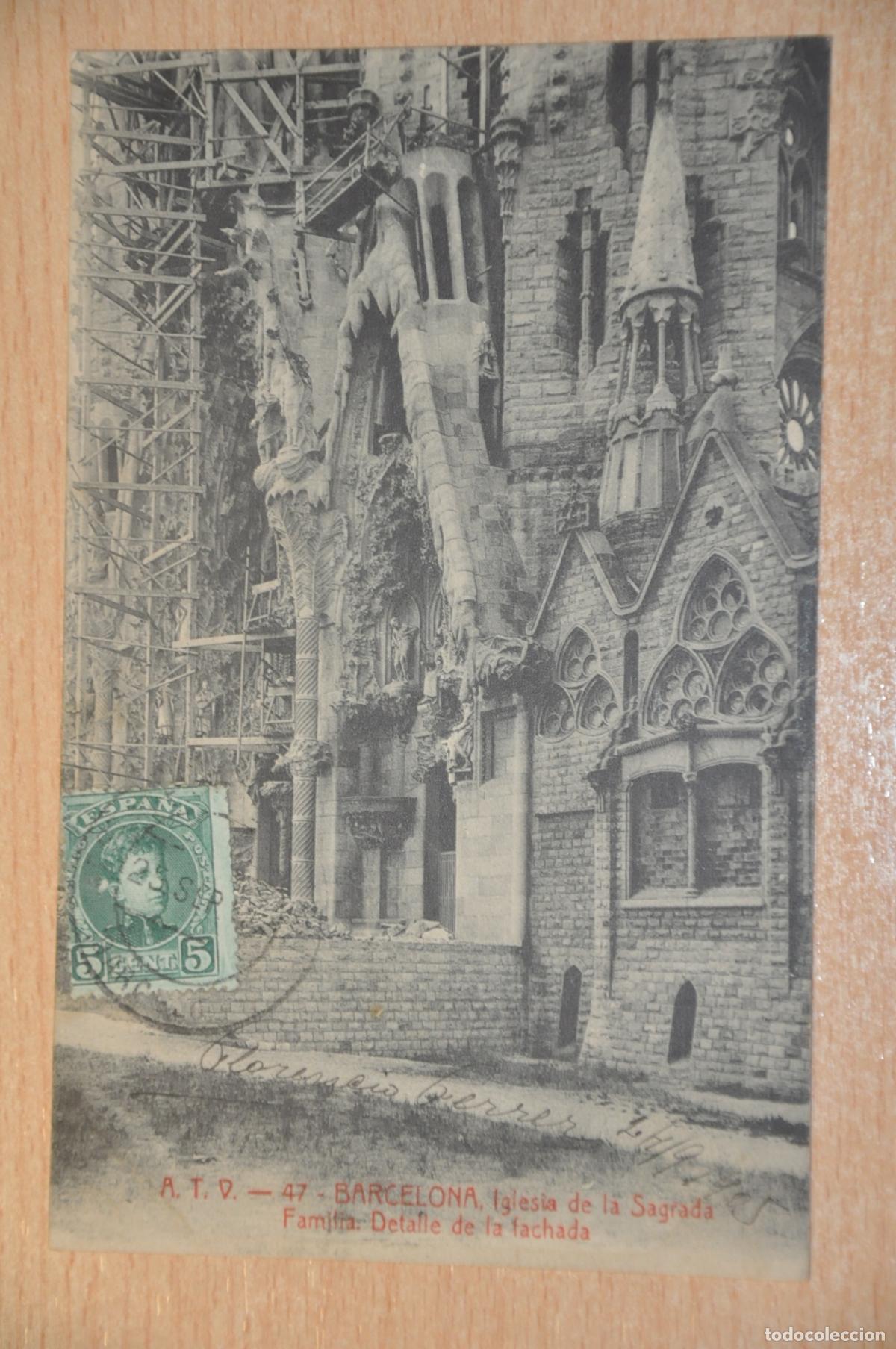Postales: postal barcelona, iglesia de la sagrada familia, detalle fachada atv 47
