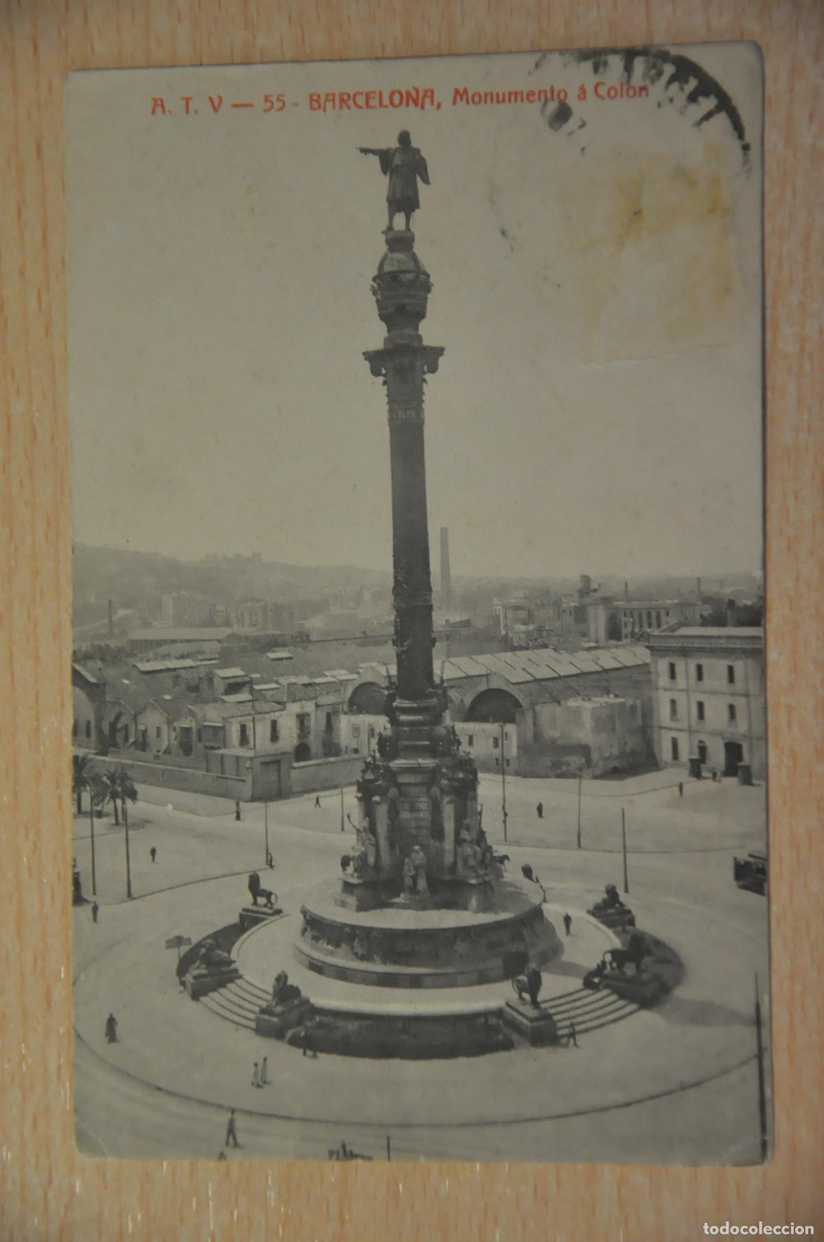 Postales: postal barcelona, monumento a colon atv 55