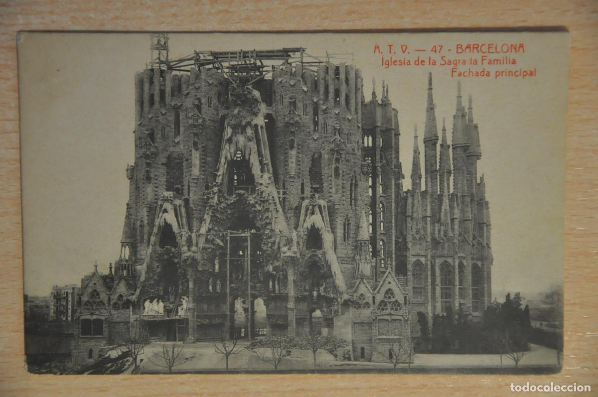 Postales: postal barcelona, iglesia de la sagrada familia fachada principal atv 47