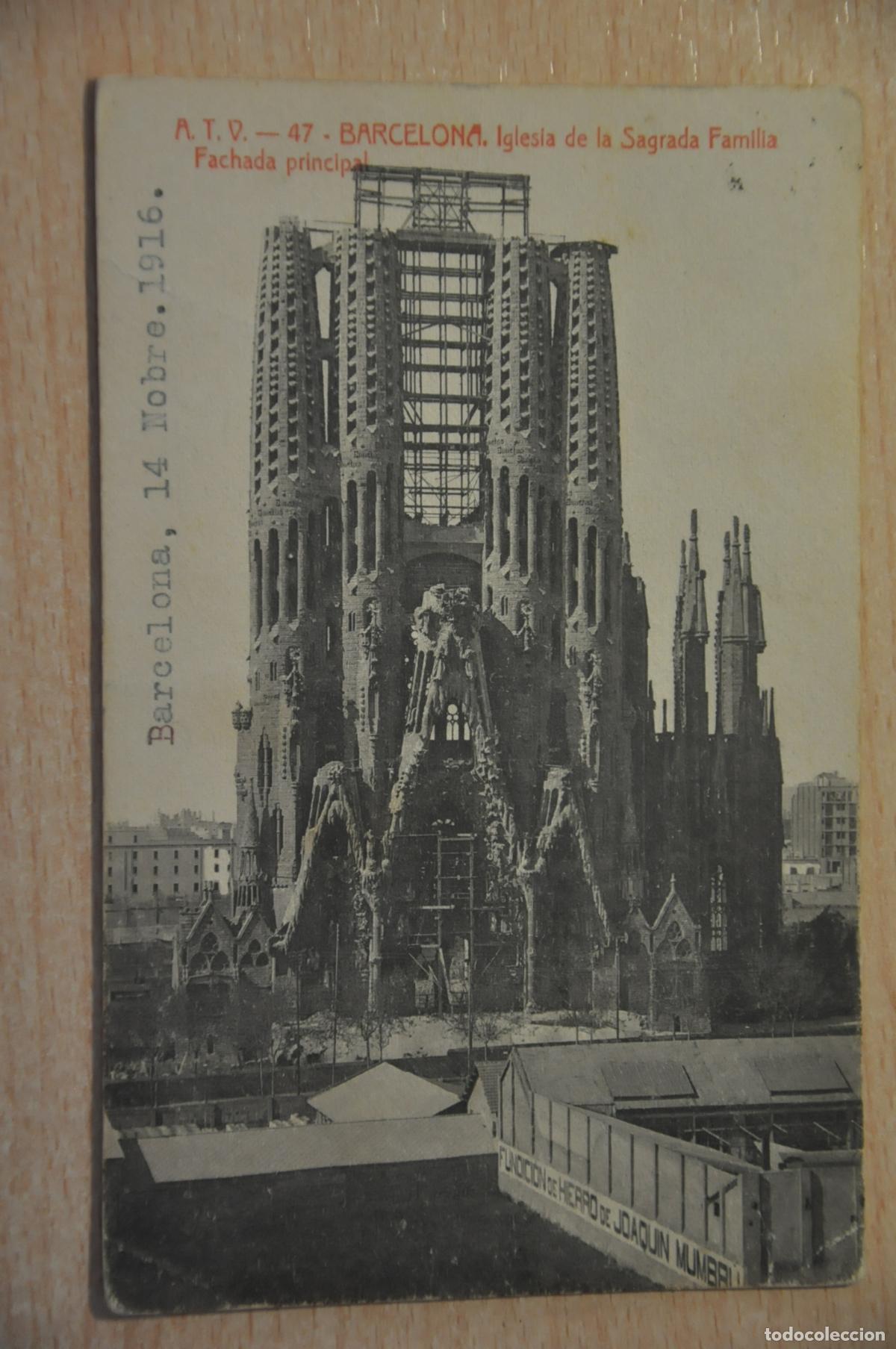 Postales: postal barcelona, iglesia de la sagrada familia fachada principal atv 47