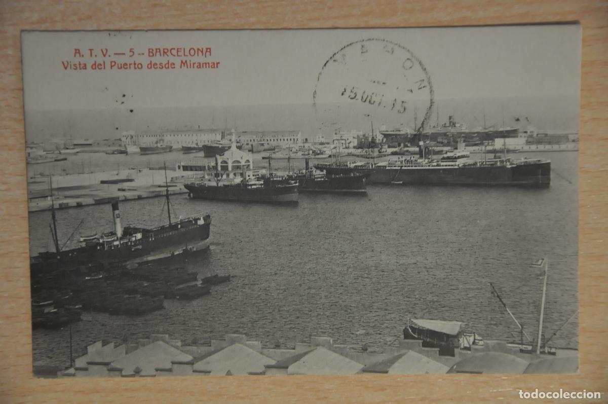 Postales: postal barcelona, vista del puerto desde miramar atv 5