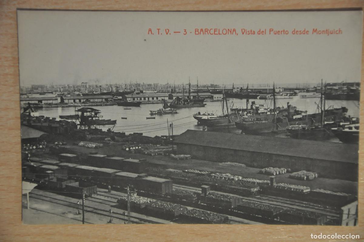 Postales: postal barcelona, vista del puerto desde montjuich atv 3