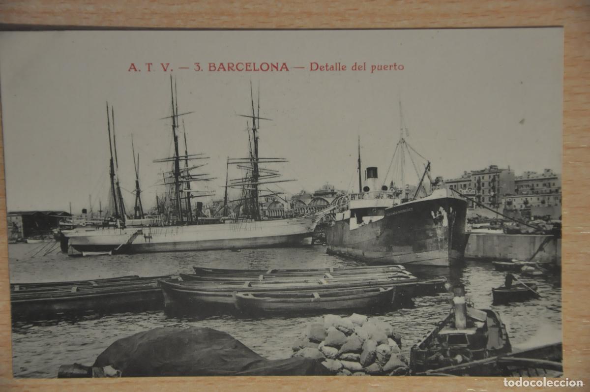 Postales: postal barcelona, detalle del puerto atv 3