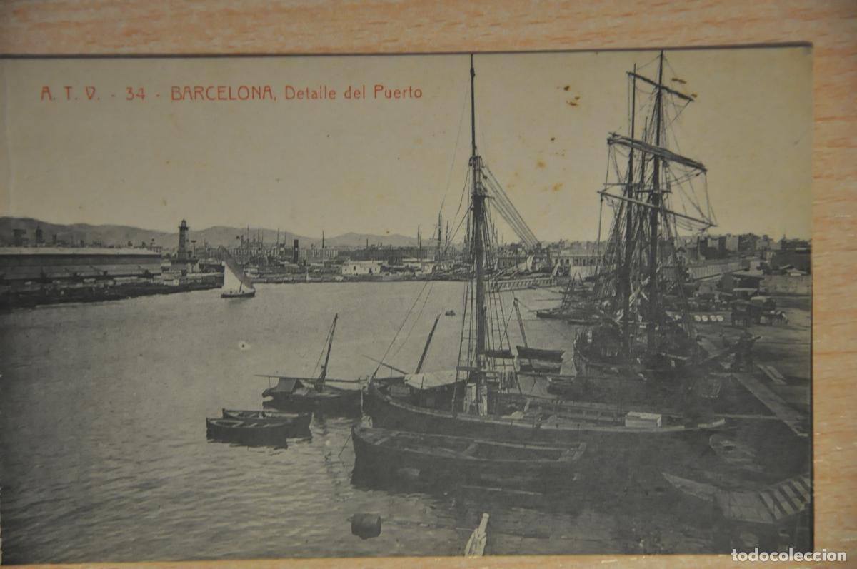 Postales: postal barcelona, detalle del puerto atv 34