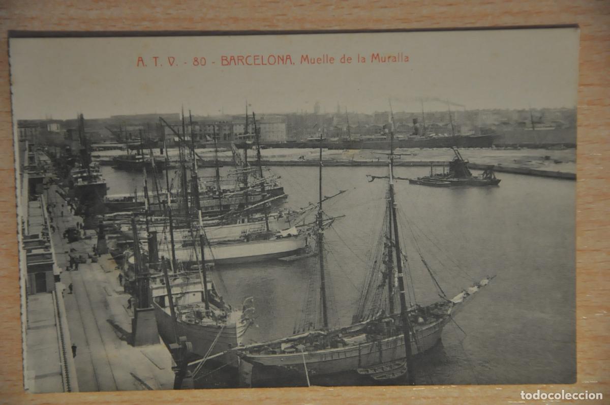 Postales: postal barcelona, muelle de la muralla atv 80