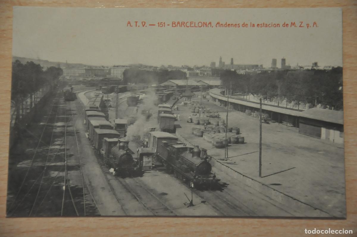 Postales: postal barcelona, andenes de la estacion de m.z. y a. atv 151