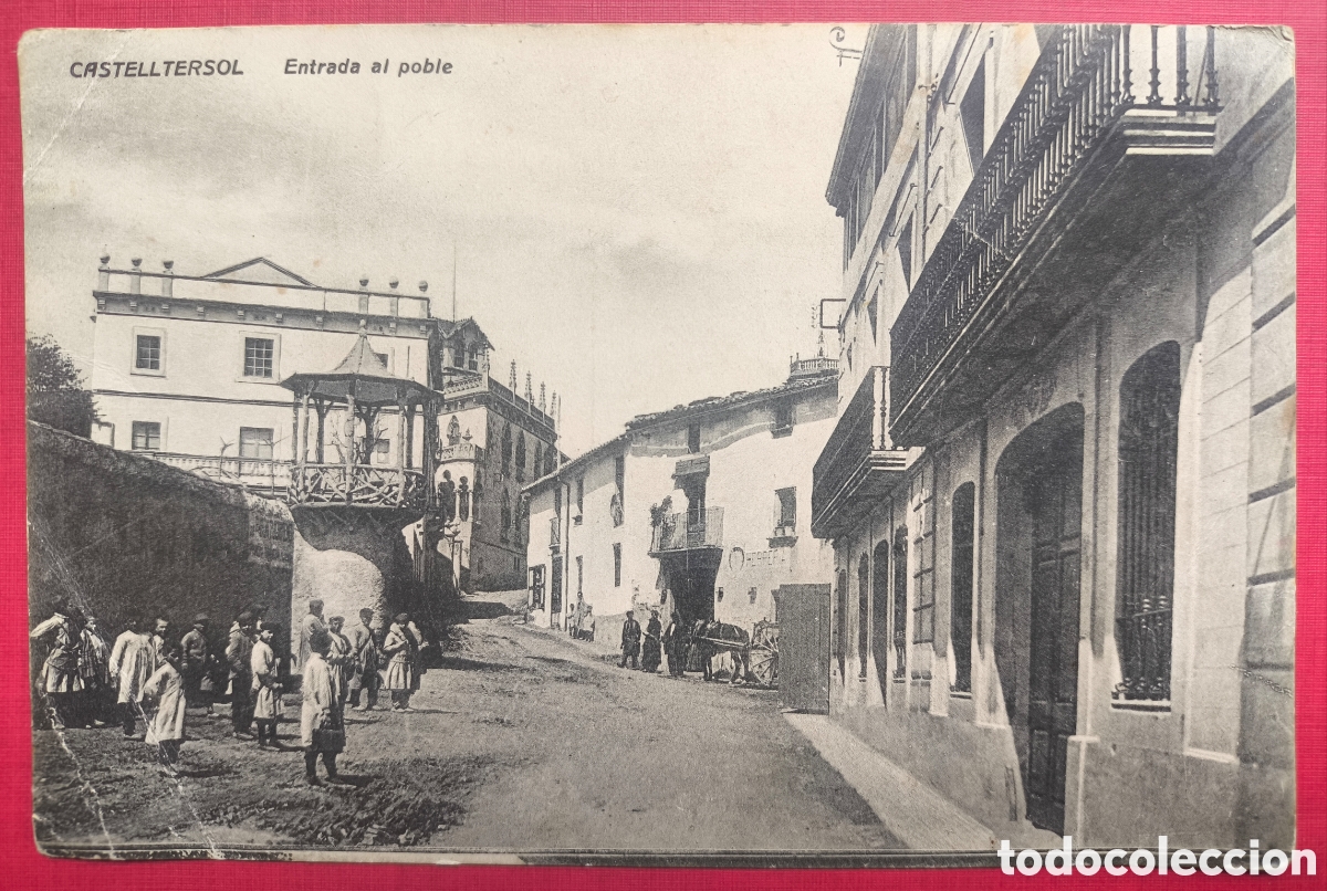 Postales: CASTELLTER&Ccedil;OL ENTRADA AL POBLE POSTAL ANIMADA FOTOTIPIA MOIAN&Egrave;S C. 1925