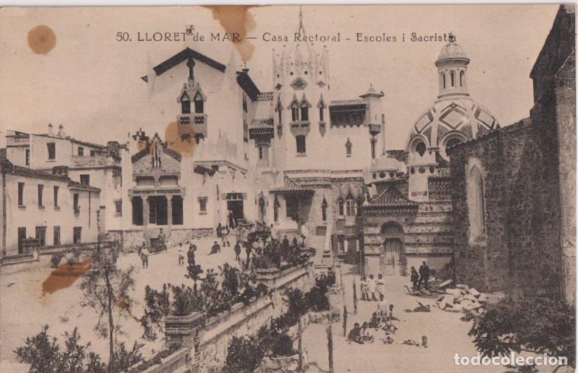 Postales: LLORET DE MAR (GIRONA) CASA RECTORAL, ESCOLES I SACRISTIA - ESCRITA