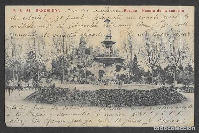 Postales: Postal. Barcelona. P.H. Parque.-Fuente de la Se&ntilde;orita 1911 Madriguera