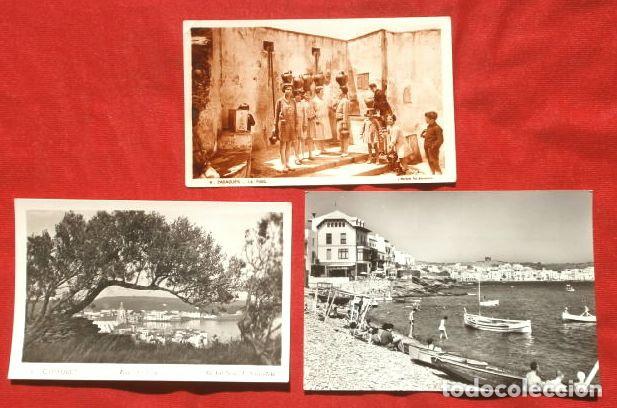 Cartes Postales: GIRONA (Provincia) - 3 Postales: CADAQUES - La Font - Costa Brava - Catalunya - Roisin - Playa Llan&eacute;