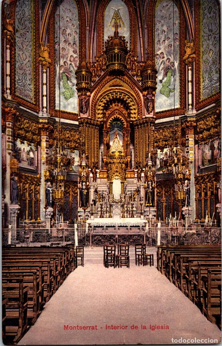 Postales: Montserrat - Interior de la Iglesia - L. Roca - Coloreada - 138x89mm
