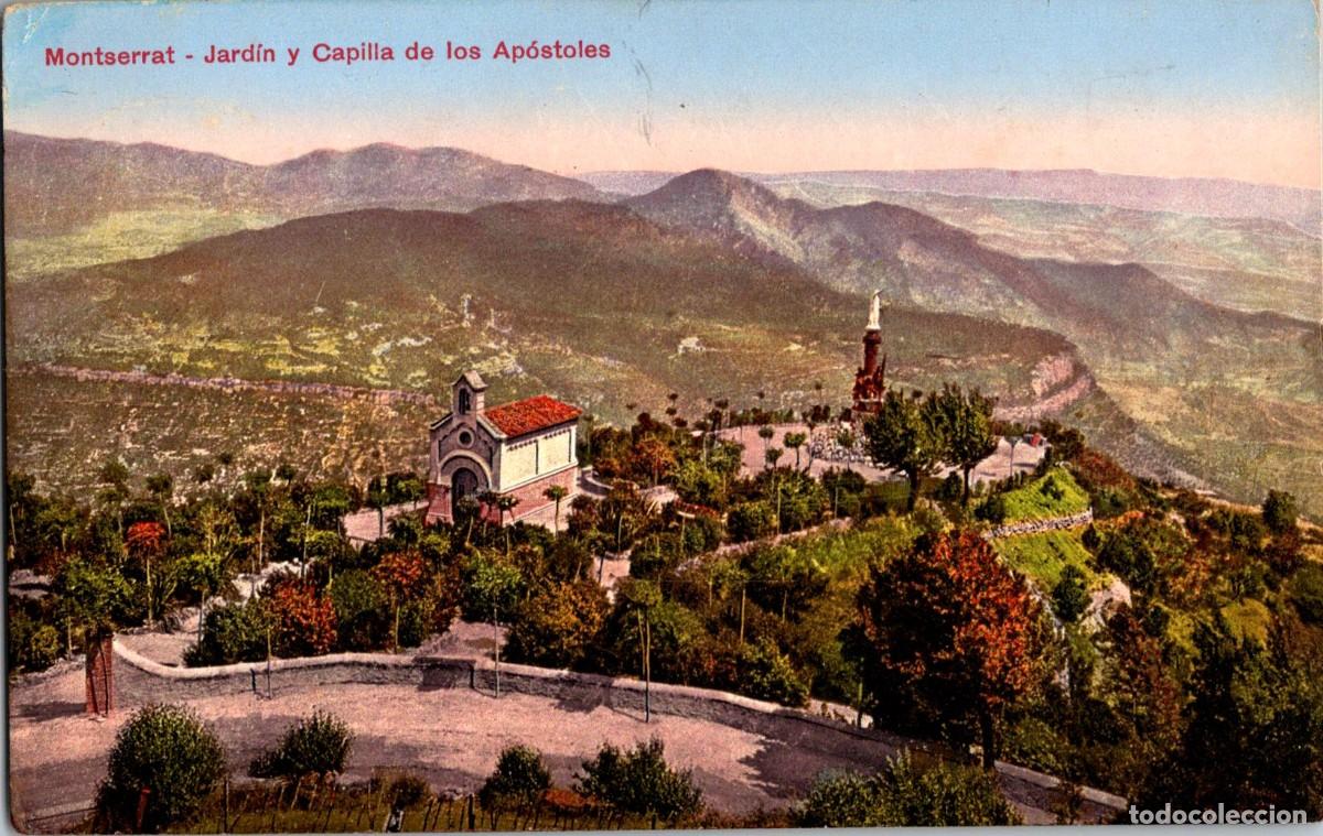 Postales: Montserrat - Jard&iacute;n y Capilla de los Ap&oacute;stoles - Coloreada - 138x88mm
