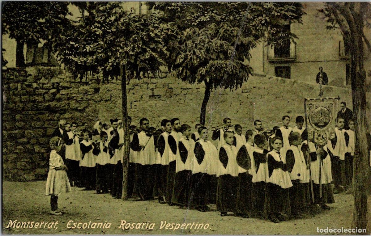 Postales: Montserrat -Escolan&iacute;a - Rosario Vespertino - A. G. de L. Roca - Tonalidad Verdosa - 136x86mm
