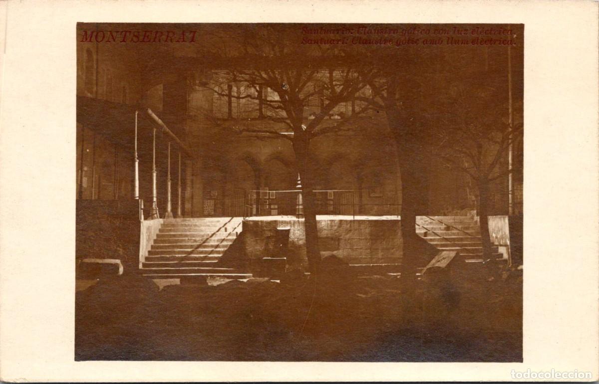 Postales: Montserrat - Santuario - Claustro g&oacute;tico con luz el&eacute;ctrica - Sin datos - 139x88mm - Rara Edici&oacute;n