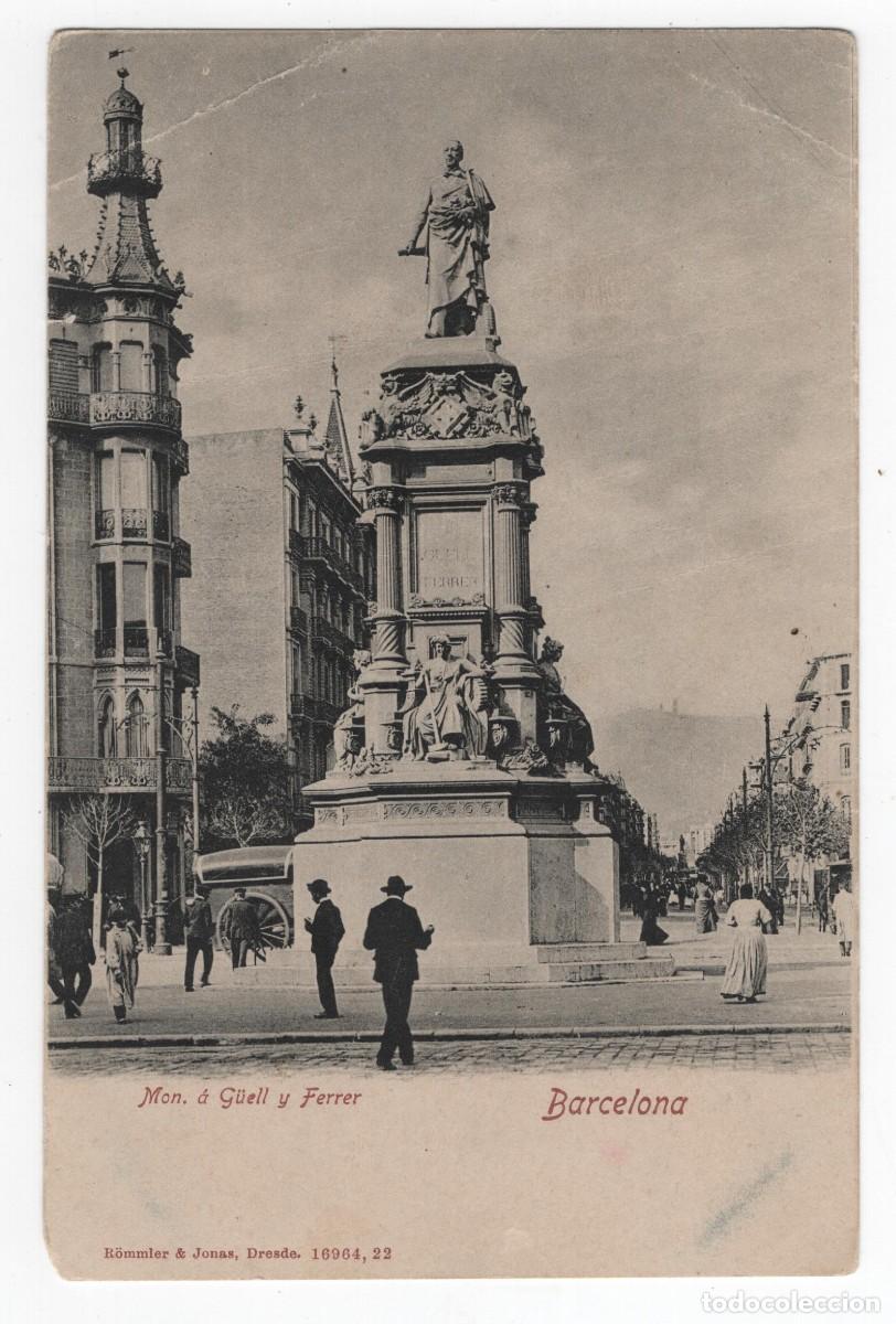 Postales: BARCELONA MONUMENTO A GUELL Y FERRER UNIONM POSTAL NUEVA SIN ESCRIBIR VER REVERSO