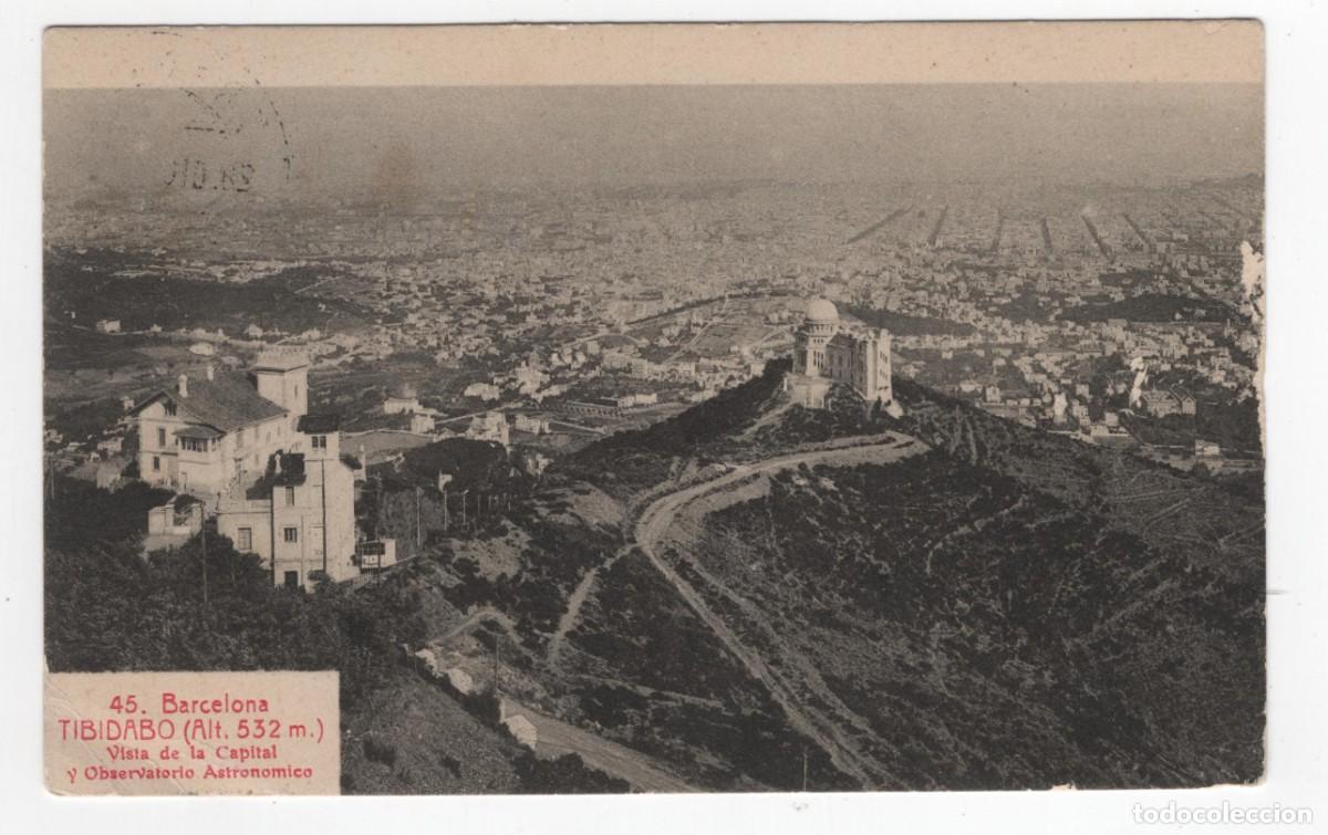 Postales: BARCELONA TIBIDABO VISTA DE LA CAPITAL ESTRITA Y CIRCULADA CON 2 SELLOS DE 5 CTS. ALFONSO XIII