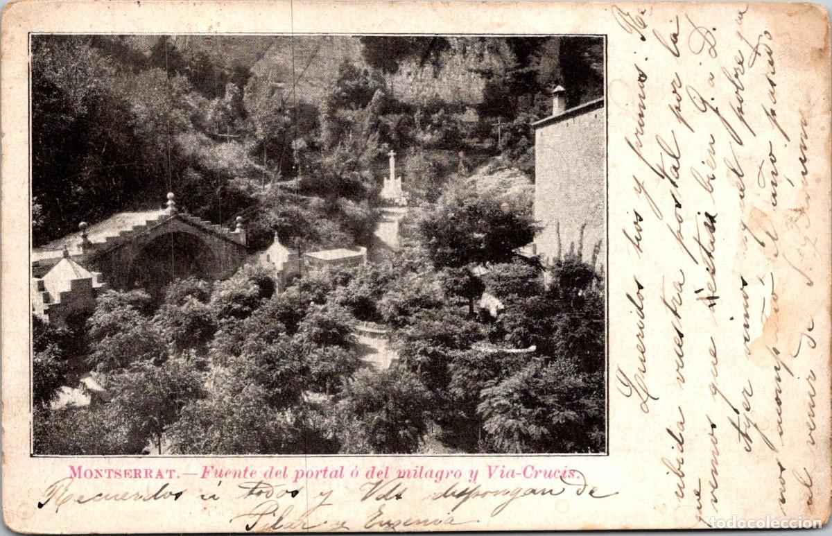 Postales: Montserrat - Fuente del Portal &oacute; del Milagro y V&iacute;a Crucis - Sin datos - Sin dividir - 139x90mm