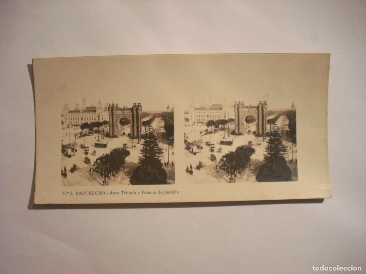 Postkarten: ANTIGUA ESTEREOSCOPIA DE BARCELONA N. 6 ARCO TRIUNFO Y PALACIO DE JUSTICIA . TURISMO PRACTICO