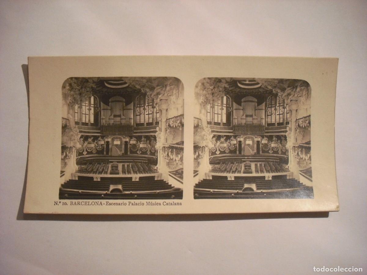 Cartoline: ANTIGUA ESTEREOSCOPIA DE BARCELONA N. 10 ESCENARIO PALACIO MUSICA CATALANA . TURISMO PRACTICO