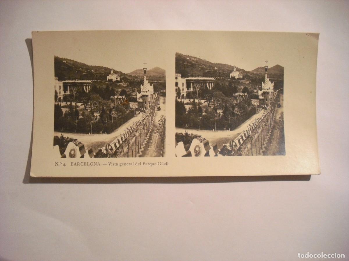 Cartoline: ANTIGUA ESTEREOSCOPIA DE BARCELONA N. 4 , VISTA GENERAL DEL PARQUE GUELL . TURISMO PRACTICO