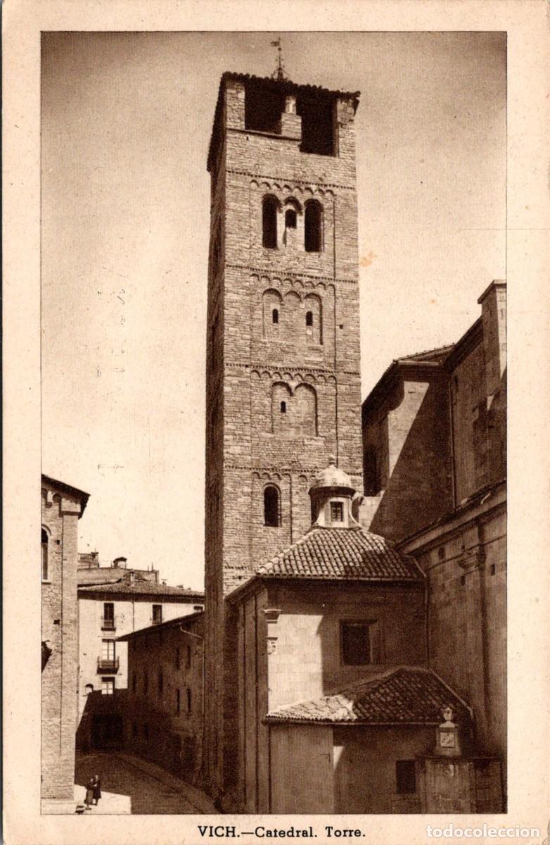 Postales: Vich - Catedral - Torre - Foto Passola - Editorial Sala - Huecograbado Fournier - 141x90mm