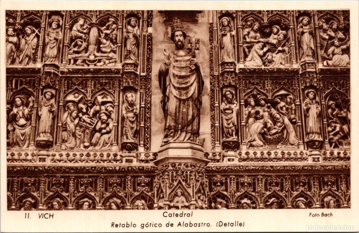 Postales: Vich - Catedral - Retablo g&oacute;tico de Alabastro - Detalle - Foto Bach - Rieusset 11 - 140x90mm