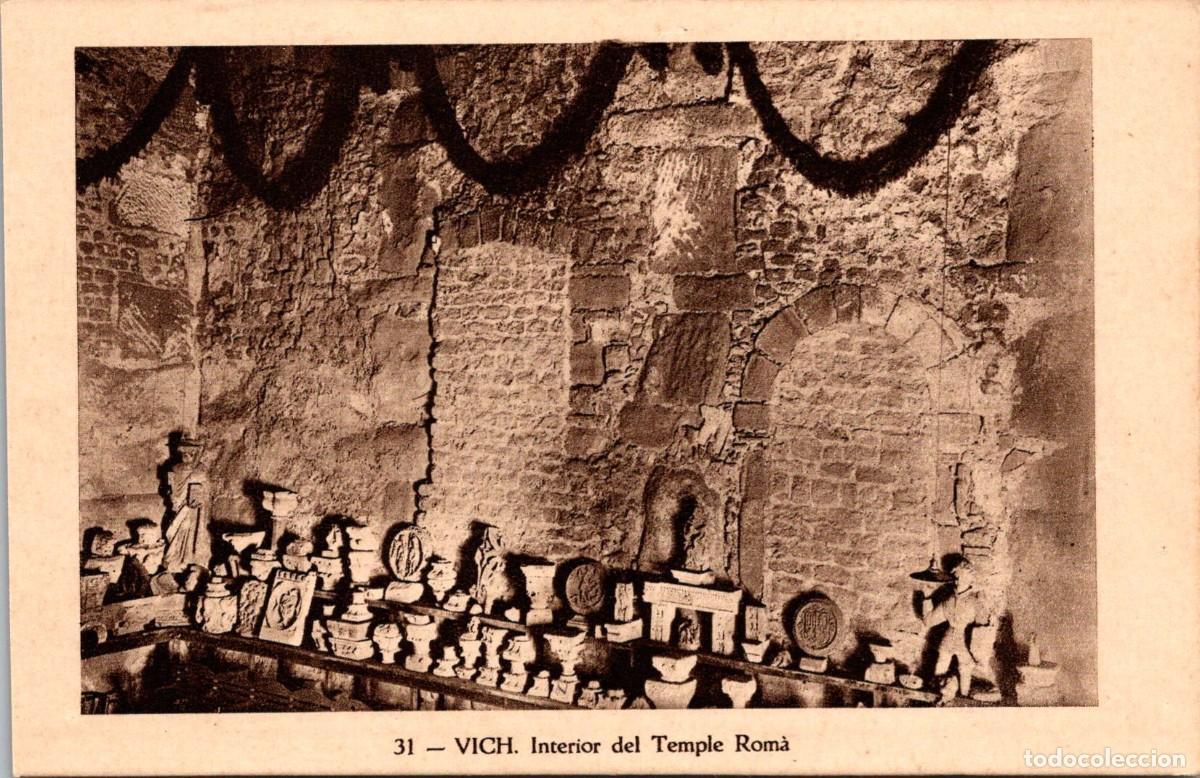 Postales: Vich - Interior del Temple Rom&agrave; - TB - Huecograbado Mumbr&uacute; 31 - 139x90mm