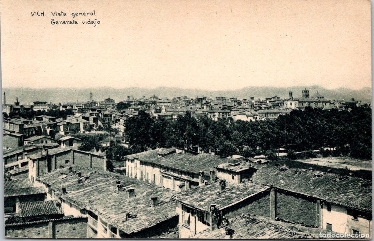 Postales: Vich - Vista general - Generala vidajo (Esperanto) - TB - Huecograbado de Joaqu&iacute;n Mumbr&uacute; - 140x90mm