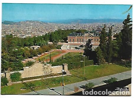 Postales: PALACETE DE ALBENIZ Y VISTA PARCIAL.- MONTJUICH, BARCELONA