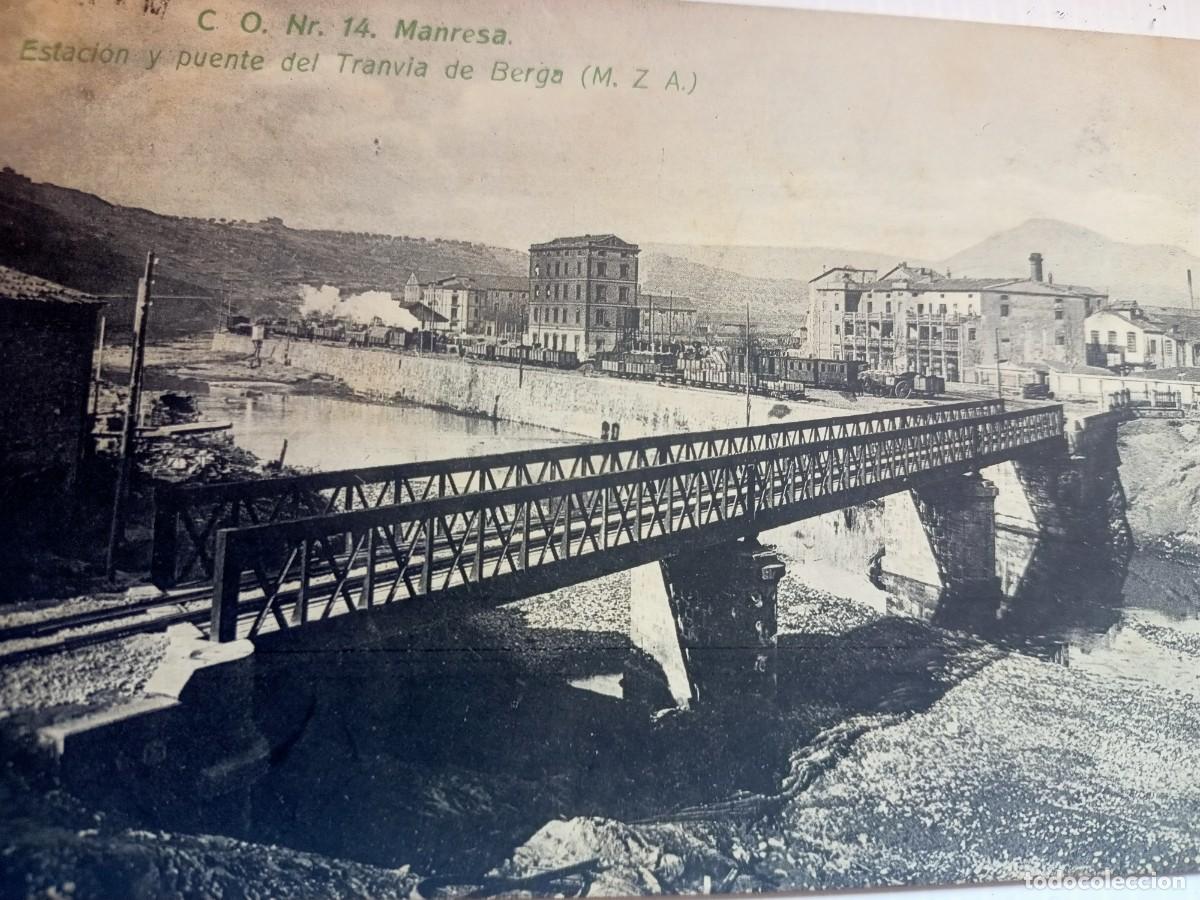 Postales: POSTAL ANTIGUA DE MANRESA -ESTACION Y PUENTE DEL TRANVIA DE BERGA (M.Z.A)