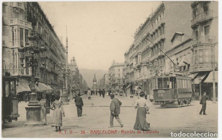 Postales: a11172 Barcelona Rambla De Catalu&ntilde;a Atv N&ordm;26 sc animada tranvia