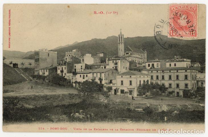 Postales: a11192 Portbou Vista De La Escalera De La Estacion Labouche N&ordm;234 circulada 1909