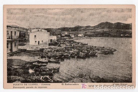 Postales: TARJETA POSTAL ANTIGUA DE PUERTO DE LLANSA, GERONA. EL EMBARCADERO, COSTA BRAVA