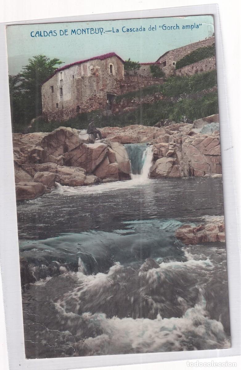 Postkarten: Caldas de Montbuy. La cascada del Gorch Ampla. Industrial fotogr&aacute;fica. Circulada, sello arrancado