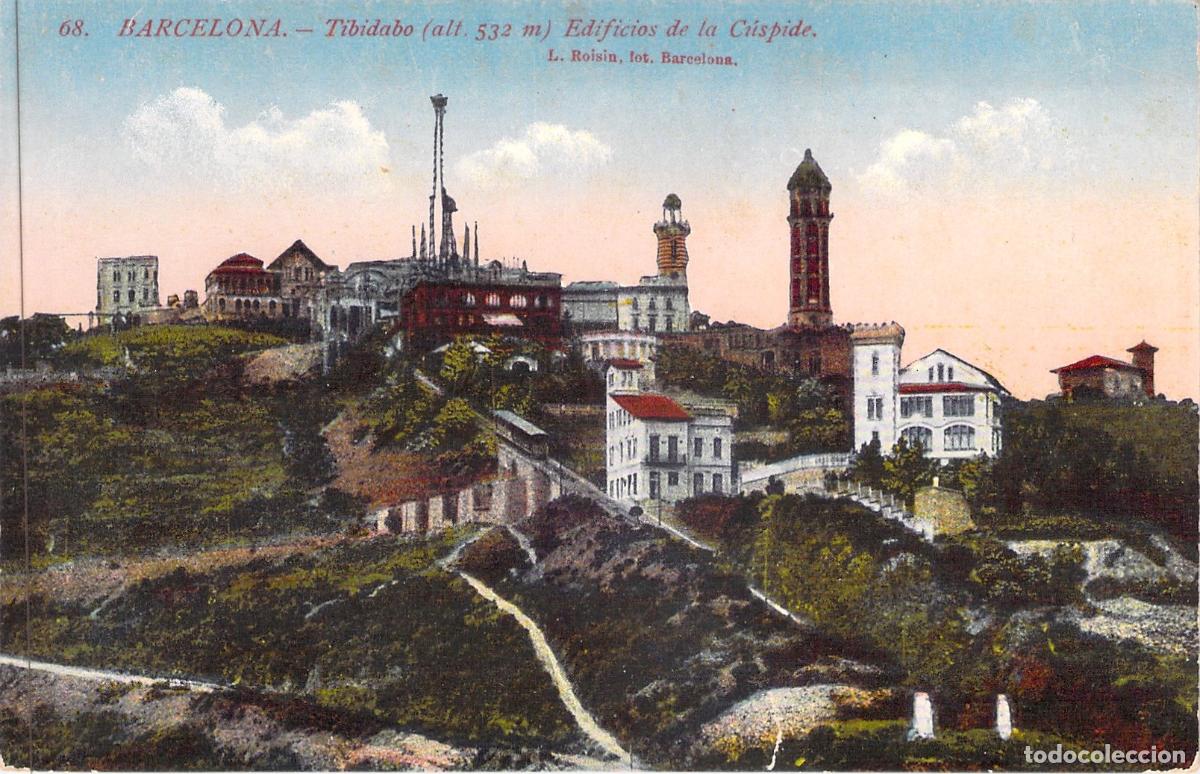 Postales: Postal de Barcelona: Edificios de la C&uacute;spide del Tibidabo