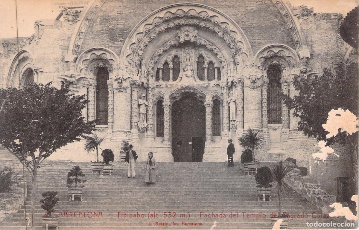 Postales: Postal de la Fachada del Templo del Sagrado Coraz&oacute;n en Tibidabo, Barcelona