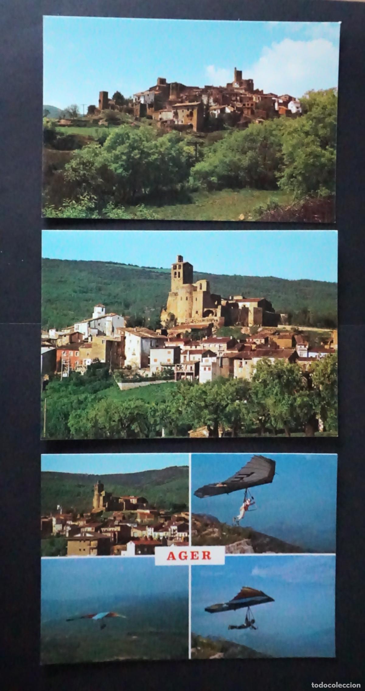 Postales: 3 postales de Ager (Alta Noguera), sin circular pero con la fecha 15-9-1984 escrita en el reverso