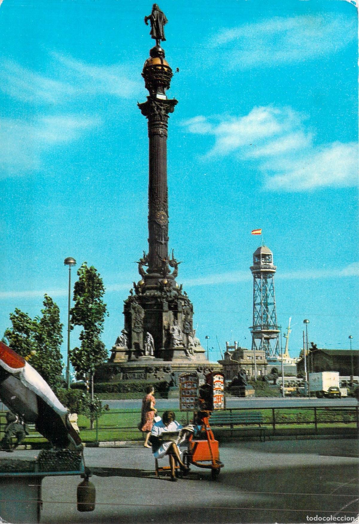 Postales: Postal de Barcelona: Monumento a Crist&oacute;bal Col&oacute;n y Puerto