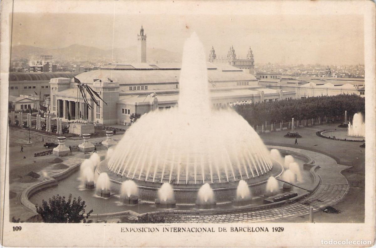 Postales: Postal de la Fuente Monumental Exposici&oacute;n Internacional Barcelona