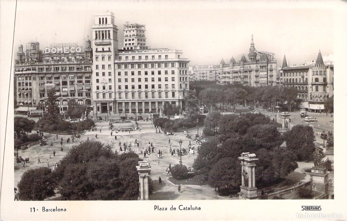 Postales: Postal de la Plaza de Catalu&ntilde;a en Barcelona